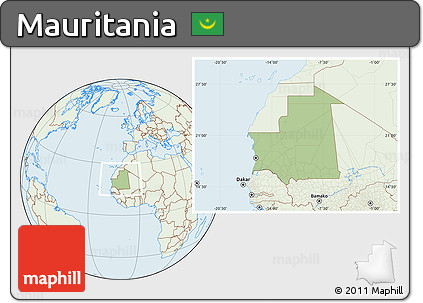 Savanna Style Location Map of Mauritania, lighten