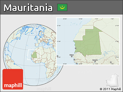 Savanna Style Location Map of Mauritania, lighten