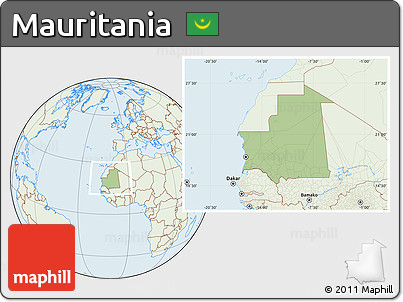 Savanna Style Location Map of Mauritania, lighten