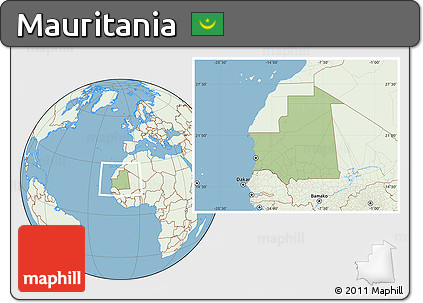 Savanna Style Location Map of Mauritania, lighten, land only