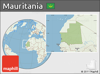 Savanna Style Location Map of Mauritania, lighten, land only