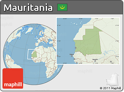 Savanna Style Location Map of Mauritania, lighten, land only