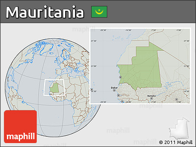 Savanna Style Location Map of Mauritania, lighten, semi-desaturated