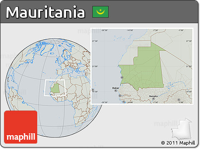 Savanna Style Location Map of Mauritania, lighten, semi-desaturated