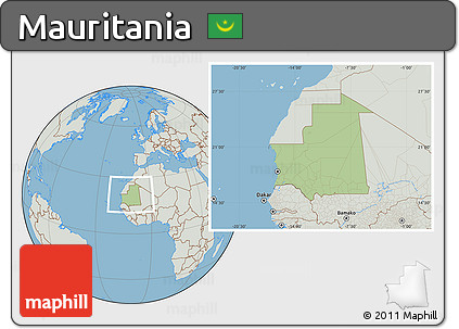 Savanna Style Location Map of Mauritania, lighten, semi-desaturated, land only