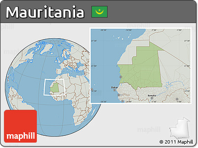 Savanna Style Location Map of Mauritania, lighten, semi-desaturated, land only