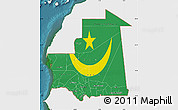 Flag Map of Mauritania, single color outside, satellite sea