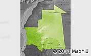 Physical Map of Mauritania, darken, desaturated