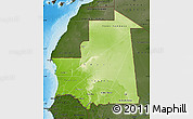 Physical Map of Mauritania, darken, land only