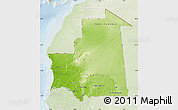 Physical Map of Mauritania, lighten