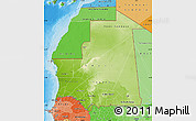 Physical Map of Mauritania, political shades outside