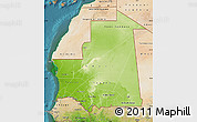 Physical Map of Mauritania, satellite outside