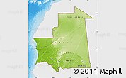 Physical Map of Mauritania, single color outside, bathymetry sea, shaded relief sea