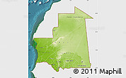 Physical Map of Mauritania, single color outside, satellite sea
