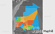 Political Map of Mauritania, darken, desaturated