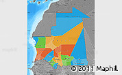Political Map of Mauritania, desaturated, land only