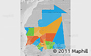 Political Map of Mauritania, lighten, desaturated
