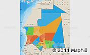 Political Map of Mauritania, shaded relief outside, bathymetry sea