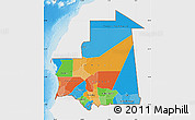 Political Map of Mauritania, single color outside, shaded relief sea