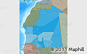 Political Shades Map of Mauritania, semi-desaturated, land only