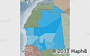 Political Shades Map of Mauritania, semi-desaturated