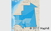 Political Shades Map of Mauritania, shaded relief outside, bathymetry sea