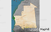 Satellite Map of Mauritania, darken, desaturated, land only