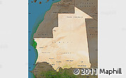 Satellite Map of Mauritania, darken, land only