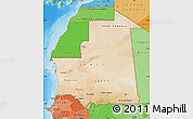 Satellite Map of Mauritania, political shades outside