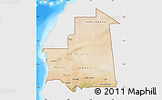 Satellite Map of Mauritania, single color outside, bathymetry sea