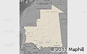 Shaded Relief Map of Mauritania, darken, desaturated