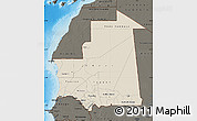 Shaded Relief Map of Mauritania, darken, land only