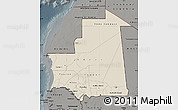 Shaded Relief Map of Mauritania, darken, semi-desaturated