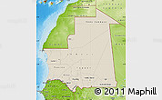 Shaded Relief Map of Mauritania, physical outside