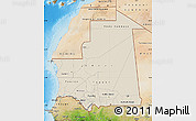 Shaded Relief Map of Mauritania, satellite outside, shaded relief sea