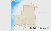 Shaded Relief Map of Mauritania, single color outside