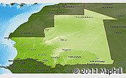 Physical Panoramic Map of Mauritania, darken, land only