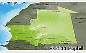 Physical Panoramic Map of Mauritania, darken, semi-desaturated, land only