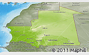 Physical Panoramic Map of Mauritania, semi-desaturated, land only