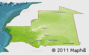 Physical Panoramic Map of Mauritania, single color outside, satellite sea