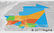 Political Panoramic Map of Mauritania, lighten, desaturated