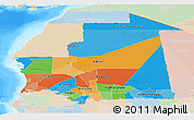 Political Panoramic Map of Mauritania, lighten, land only