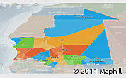 Political Panoramic Map of Mauritania, lighten, semi-desaturated
