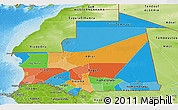 Political Panoramic Map of Mauritania, physical outside