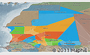 Political Panoramic Map of Mauritania, semi-desaturated