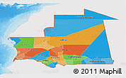 Political Panoramic Map of Mauritania, single color outside, shaded relief sea