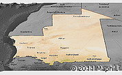 Satellite Panoramic Map of Mauritania, darken, desaturated