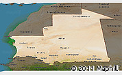 Satellite Panoramic Map of Mauritania, darken, land only