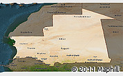 Satellite Panoramic Map of Mauritania, darken