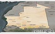Satellite Panoramic Map of Mauritania, darken, semi-desaturated